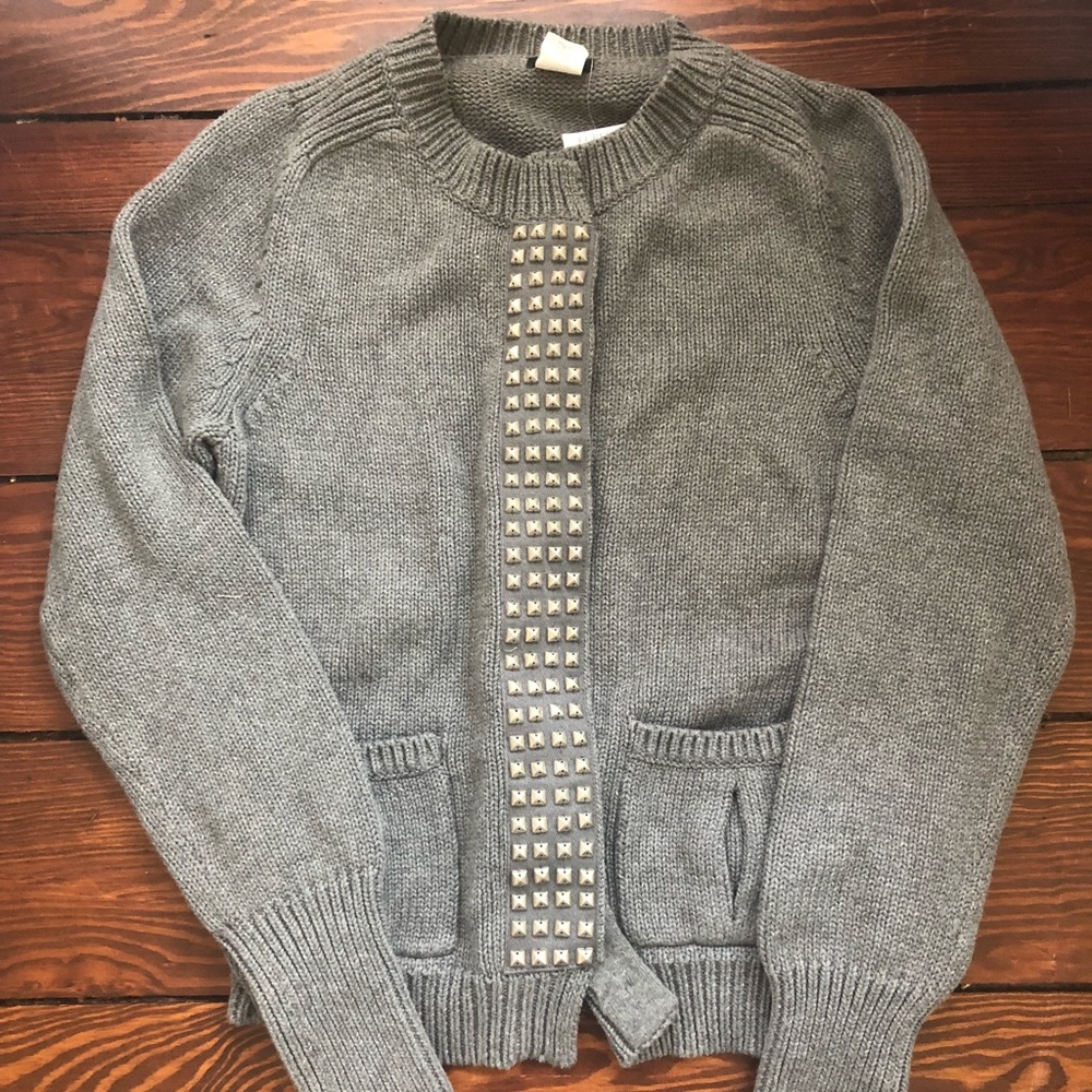 NWT J. Crew Cotton Stud Cardigan Sweater Size S
